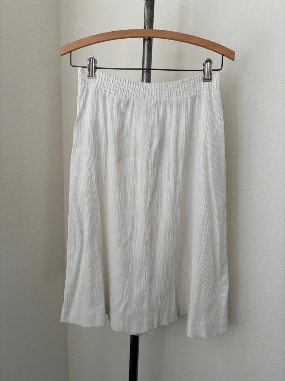Vintage 80s 90s White Button Down Full Skirt sz 6 Gauze Pockets Minimal Coastal - Picture 2 of 5